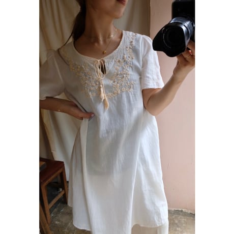 ivory embroidery one-piece