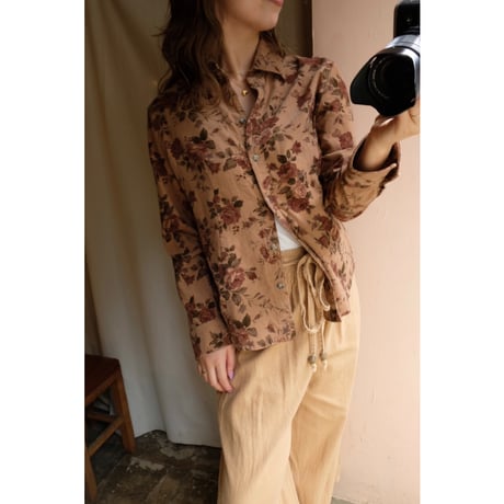 brown flower shirt