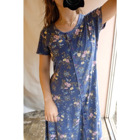 blue flower one-piece