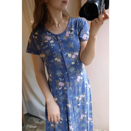 blue flower one-piece