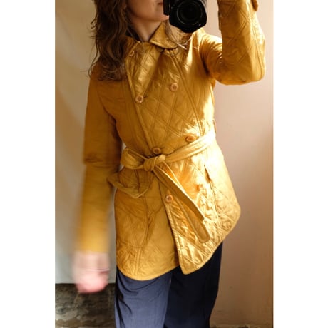 mustard quilting coat