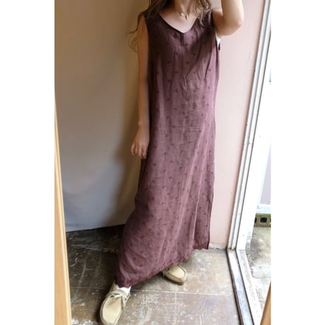 brown embroidery one-piece