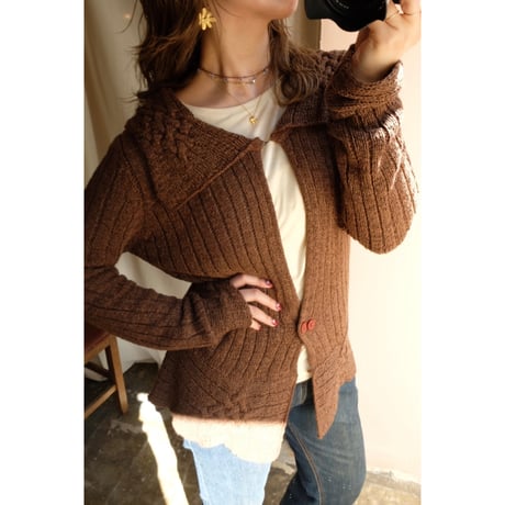 brown knit cardigan