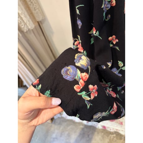 black flower one-piece