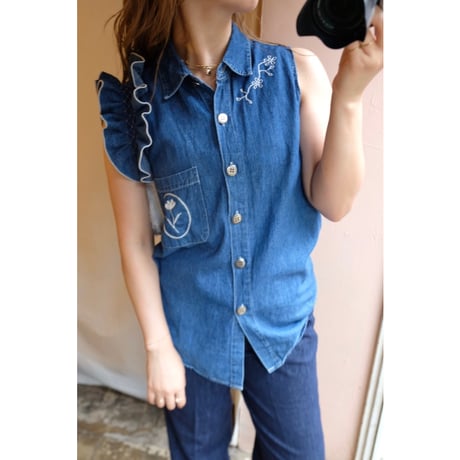 denim embroidery shirt