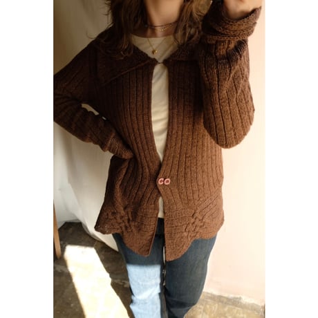 brown knit cardigan