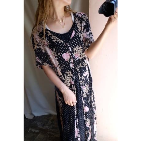 black flower one-piece