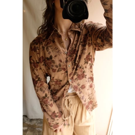brown flower shirt