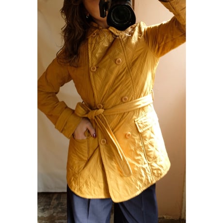 mustard quilting coat