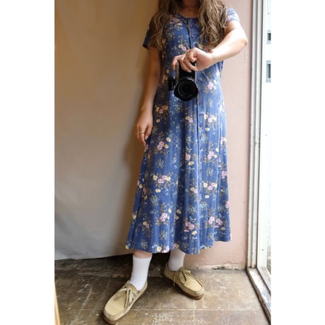 blue flower one-piece