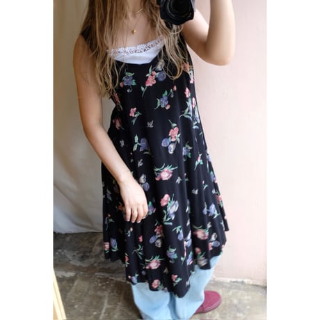 black flower one-piece