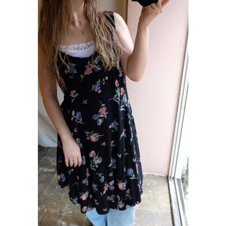 black flower one-piece
