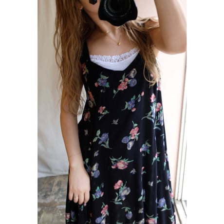 black flower one-piece