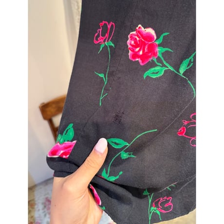 black×pink flower skirt