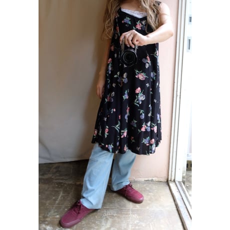 black flower one-piece