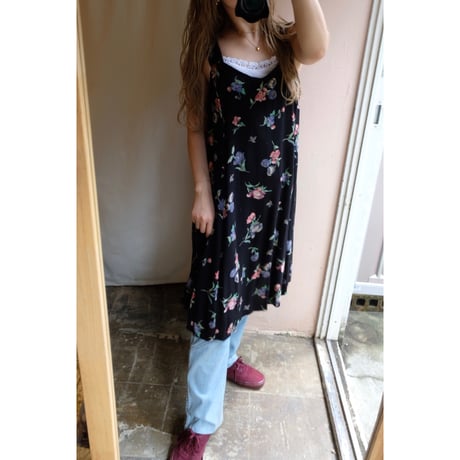black flower one-piece