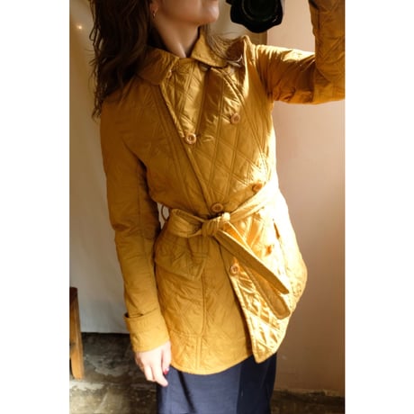 mustard quilting coat