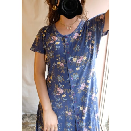 blue flower one-piece