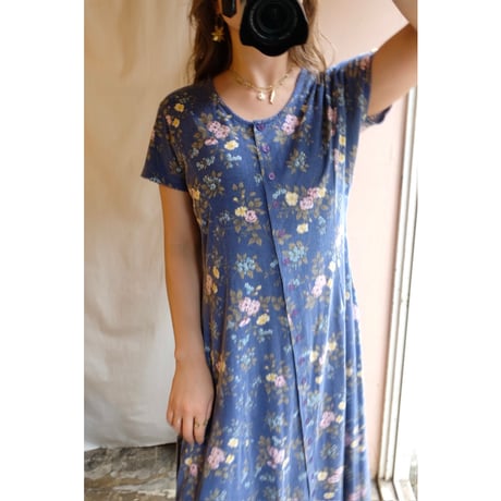 blue flower one-piece