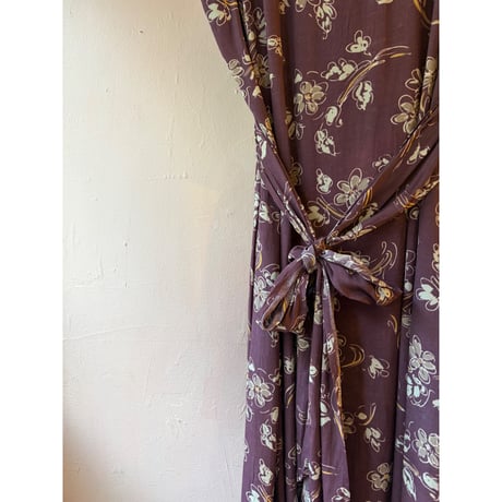 brown flower one-piece