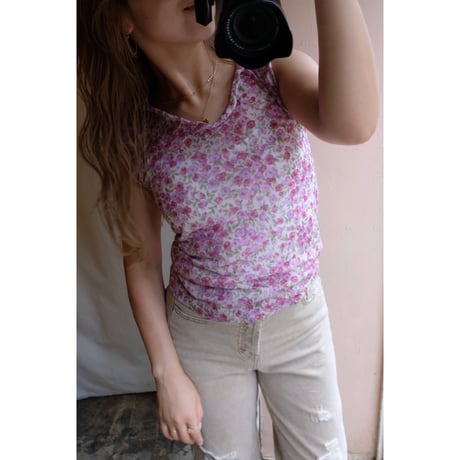 purple flower tank top