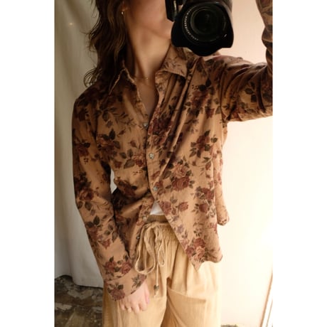 brown flower shirt