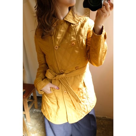 mustard quilting coat