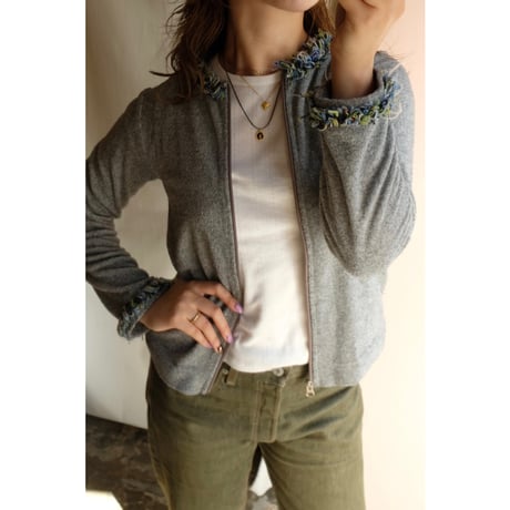 gray knit zip tops