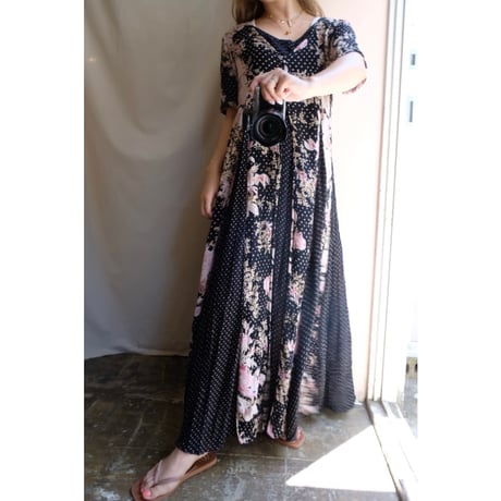 black flower one-piece