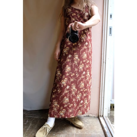 brown flower one-piece