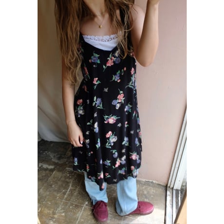 black flower one-piece