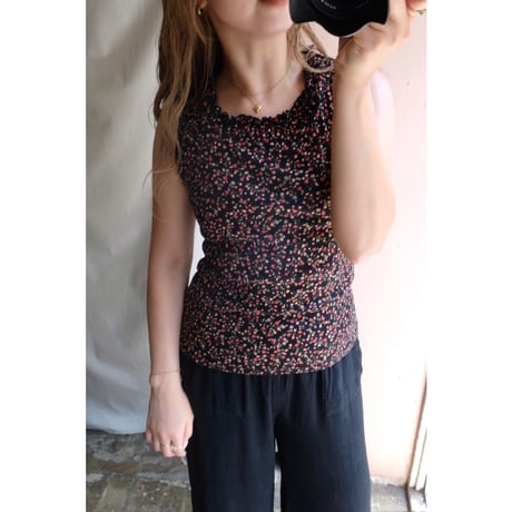 black flower tank top
