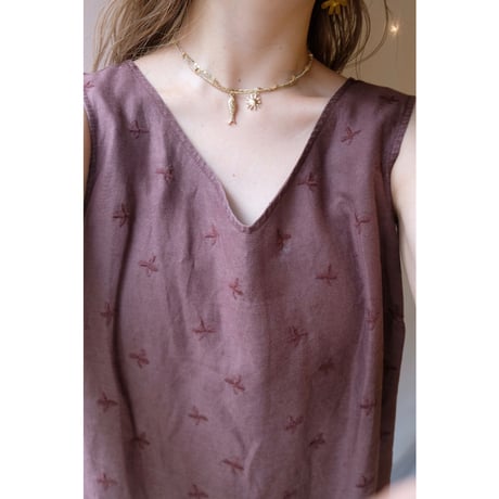 brown embroidery one-piece