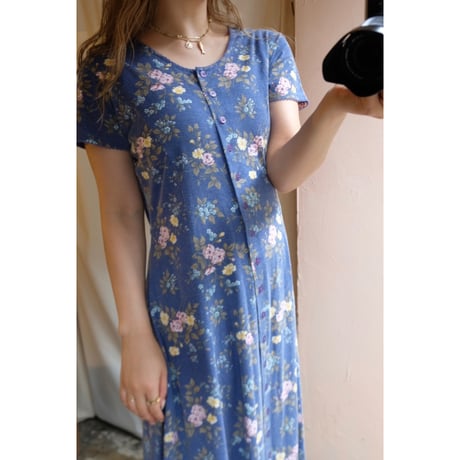 blue flower one-piece