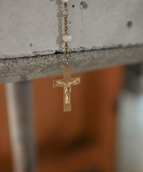 Subtle "Jesus christ" Bowl white glass beads.