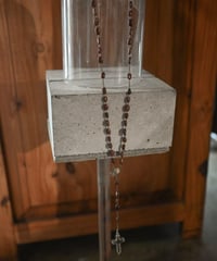 Subtle "Jesus christ" Brown wood beads.
