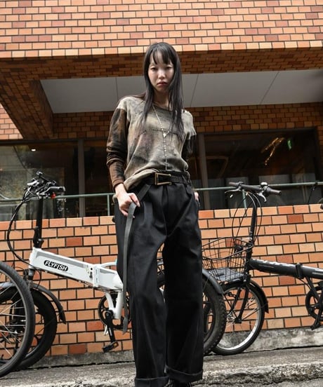 WILDFRÄULEIN "Three-D budoh wide pants" Black denim & Black molskin.
