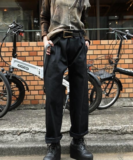 WILDFRÄULEIN "Three-D budoh wide pants" Black denim & Black molskin.