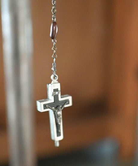 Subtle "Jesus christ" Brown wood beads.