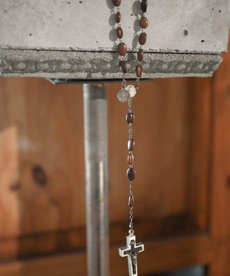 Subtle "Jesus christ" Brown wood beads.