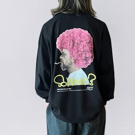 「AFRO OYAJI」 BIG LONG SLEEVE T-SHIRTS / WHITE/S/M/L