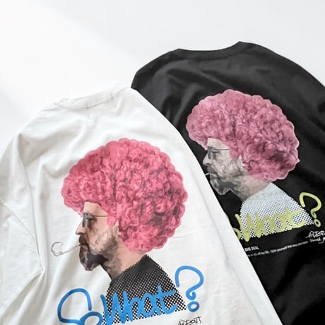 「AFRO OYAJI」 BIG LONG SLEEVE T-SHIRTS / WHITE/S/M/L