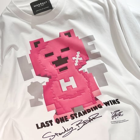 「STANDING BEAR」ボックスシルエットコードTシャツ /WHITE/M/L/XL