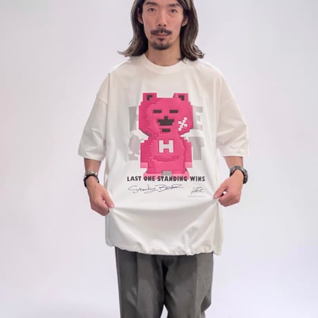 「STANDING BEAR」ボックスシルエットコードTシャツ /WHITE/M/L/XL