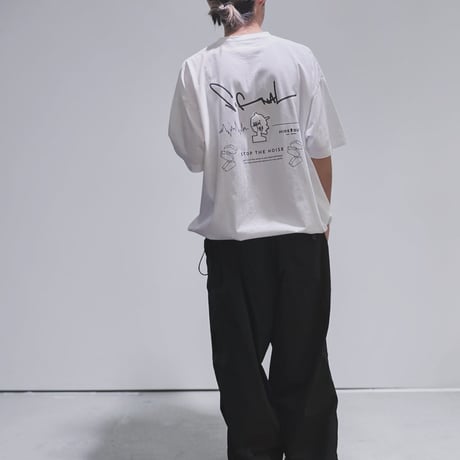 サガラ刺繍シリーズ「SIGNAL」ボックスシルエットコードTシャツ /WHITE/M/L/XL