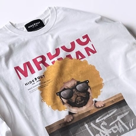 「MR.DOGMAN 【アフロドッグ】YELLOW ver.」 BIG LONG SLEEVE T-SHIRTS / WHITE/S/M/L