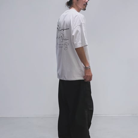 サガラ刺繍シリーズ「SIGNAL」ボックスシルエットコードTシャツ /WHITE/M/L/XL