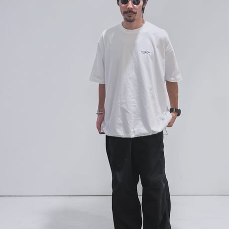 サガラ刺繍シリーズ「SIGNAL」ボックスシルエットコードTシャツ /WHITE/M/L/XL