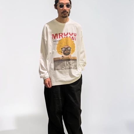 「MR.DOGMAN 【アフロドッグ】YELLOW ver.」 BIG LONG SLEEVE T-SHIRTS / WHITE/S/M/L
