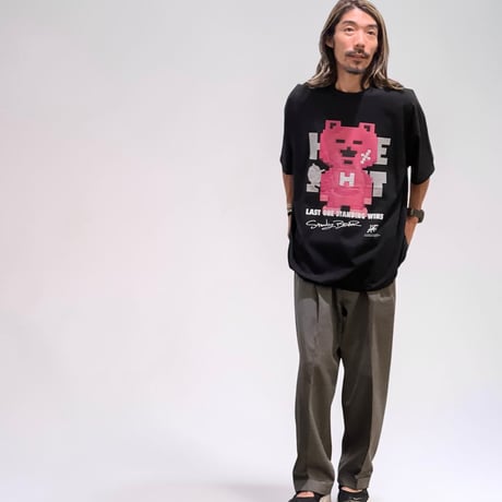 【限定受注カラー】「STANDING BEAR」ボックスシルエットコードTシャツ /BLACK/M/L/XL